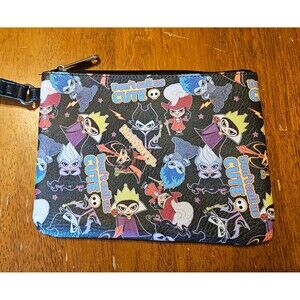 Disney Villains Cosmetic Make Up Wristlet Zip Pouch Bag Black Buckle-Down